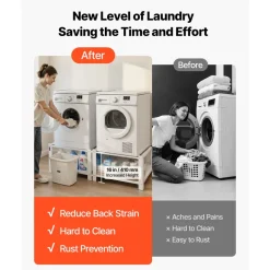 VEVOR Laundry Pedestal, 16.1 in Height, 27.5 x 27.5 in Washer and Dryer Pedestals with Storage Shelf, 700 lbs Load Capacity, Non-Slip Feet, Washing Machine Stand Universal Fit, White, 2 Pack