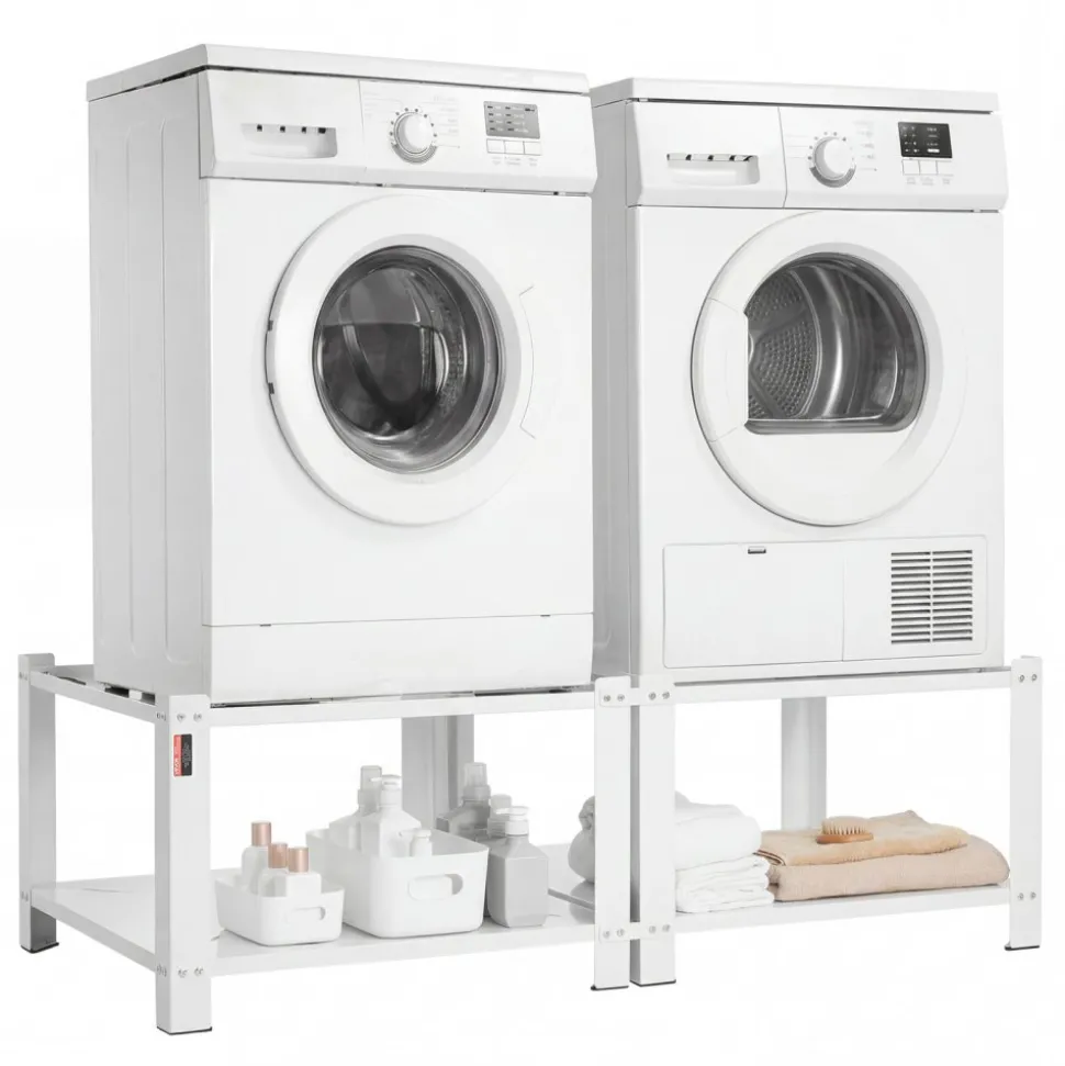 VEVOR Laundry Pedestal, 16.1 in Height, 27.5 x 27.5 in Washer and Dryer Pedestals with Storage Shelf, 700 lbs Load Capacity, Non-Slip Feet, Washing Machine Stand Universal Fit, White, 2 Pack
