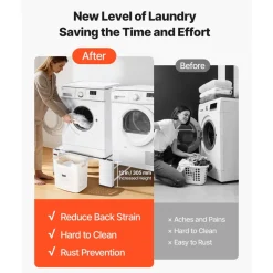 VEVOR Laundry Pedestal, 12 in Height, Washer and Dryer Pedestals with 1200 lbs Weight Load Capacity, 18.7-31 in Adjustable, Non-Slip Feet, Heavy-duty Steel Washing Machine Stand Universal Fit, White