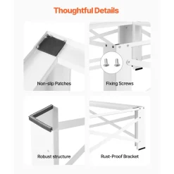 VEVOR Laundry Pedestal, 12 in Height, Washer and Dryer Pedestals with 1200 lbs Weight Load Capacity, 18.7-31 in Adjustable, Non-Slip Feet, Heavy-duty Steel Washing Machine Stand Universal Fit, White