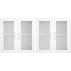 VEVOR Laundry Room Wall Cabinet, 2-Tier Wall Mounted Cabinet with Adjustable Shelf, Cupboard Storage with 4 Doors, for Kitchen, Bathroom, Laundry, Set of 2, Each 12 x 24 x 24 in (D x W x H), White
