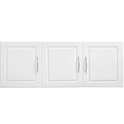 VEVOR Laundry Room Wall Cabinet, 2-Tier Wall Mounted Hanging Cabinet with Adjustable Shelf, Cupboard Storage with 3 Doors, for Kitchen, Bathroom, Laundry, 12.44 x 54 x 20.31 in (D x W x H), White