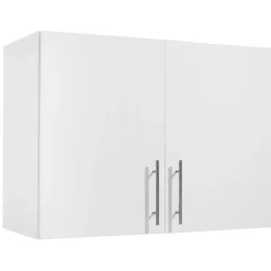 VEVOR Laundry Room Wall Cabinet, 2-Tier Wall Mounted Hanging Cabinet with Adjustable Shelf, 32 in Cupboard Storage with 2 Doors, for Bathroom, Kitchen, Laundry, 16 x 32 x 24 in (D x W x H), White