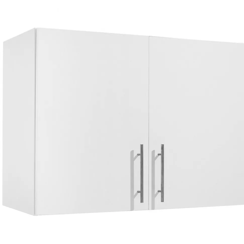 VEVOR Laundry Room Wall Cabinet, 2-Tier Wall Mounted Hanging Cabinet with Adjustable Shelf, 32 in Cupboard Storage with 2 Doors, for Bathroom, Kitchen, Laundry, 16 x 32 x 24 in (D x W x H), White
