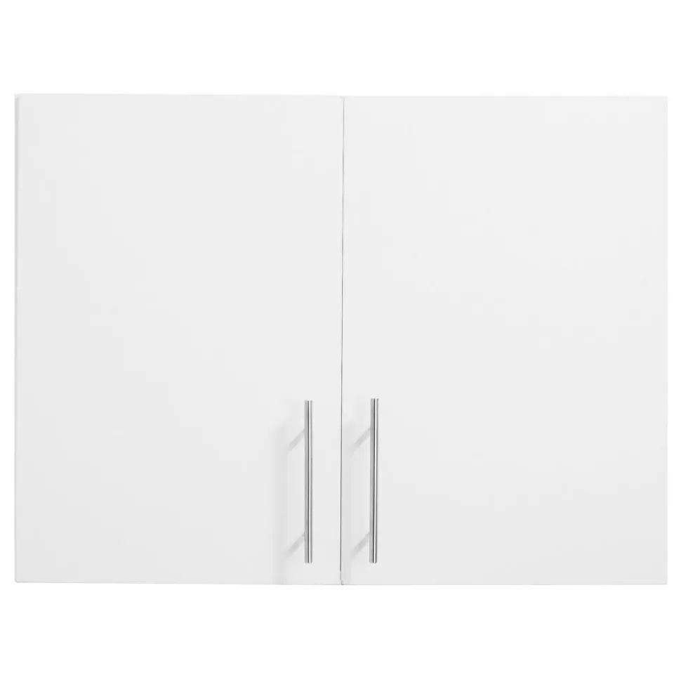 VEVOR Laundry Room Wall Cabinet, 2-Tier Wall Mounted Hanging Cabinet with Adjustable Shelf, 32 in Cupboard Storage with 2 Doors, for Bathroom, Kitchen, Laundry, 16 x 32 x 24 in (D x W x H), White