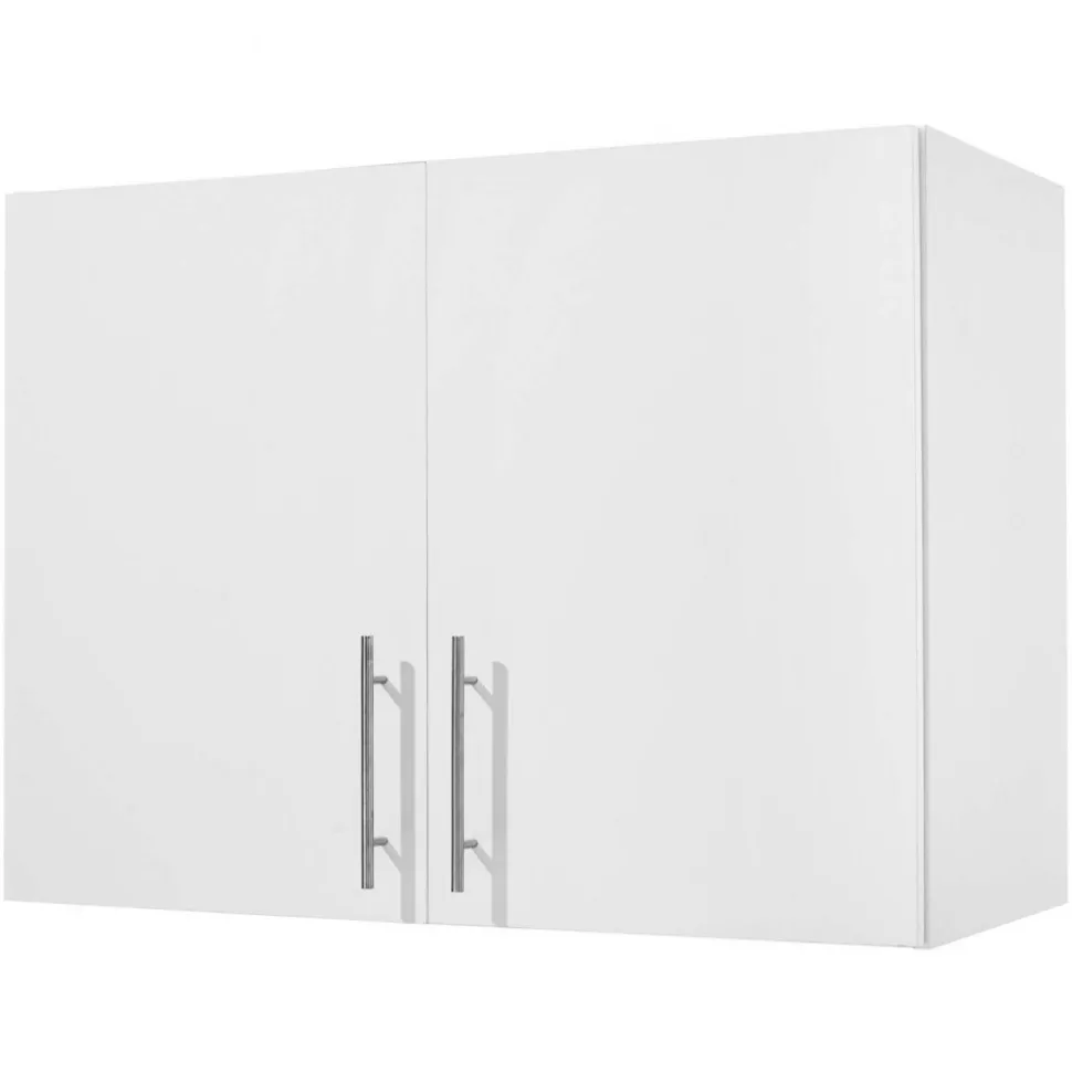 VEVOR Laundry Room Wall Cabinet, 2-Tier Wall Mounted Hanging Cabinet with Adjustable Shelf, 32 in Cupboard Storage with 2 Doors, for Bathroom, Kitchen, Laundry, 16 x 32 x 24 in (D x W x H), White