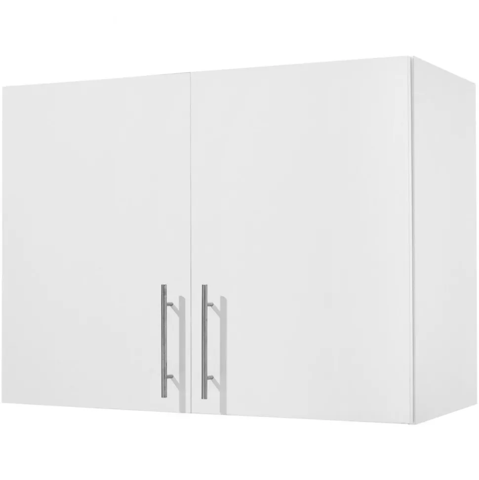 VEVOR Laundry Room Wall Cabinet, 2-Tier Wall Mounted Hanging Cabinet with Adjustable Shelf, 32 in Cupboard Storage with 2 Doors, for Bathroom, Kitchen, Laundry, 16 x 32 x 24 in (D x W x H), White