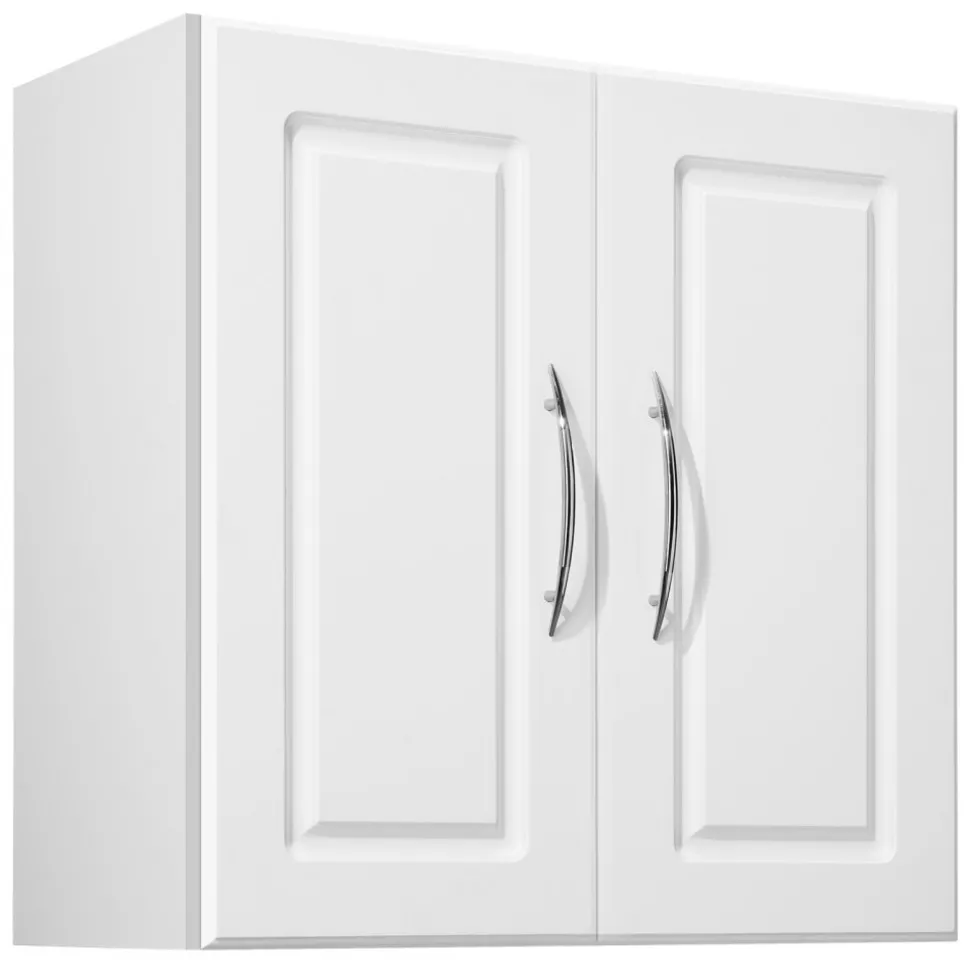 VEVOR Laundry Room Wall Cabinet, 2-Tier Wall Mounted Hanging Cabinet with Adjustable Shelf, 36 in Cupboard Storage with 2 Doors, for Kitchen, Bathroom, Laundry, 16 x 36 x 24 in (D x W x H), White