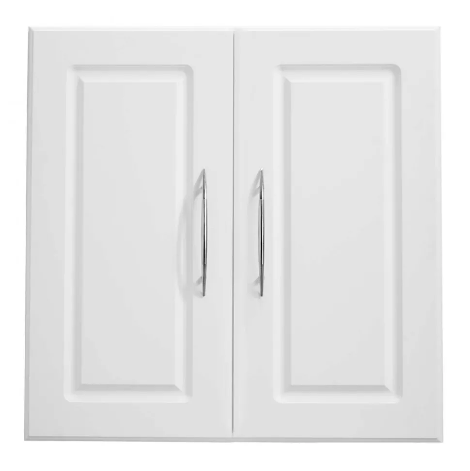 VEVOR Laundry Room Wall Cabinet, 2-Tier Wall Mounted Hanging Cabinet with Adjustable Shelf, 36 in Cupboard Storage with 2 Doors, for Kitchen, Bathroom, Laundry, 16 x 36 x 24 in (D x W x H), White
