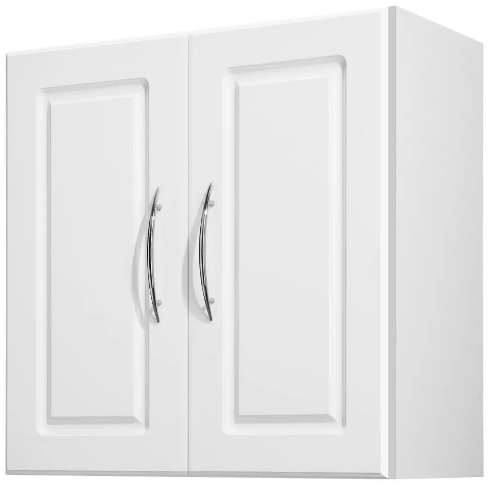 VEVOR Laundry Room Wall Cabinet, 2-Tier Wall Mounted Hanging Cabinet with Adjustable Shelf, 36 in Cupboard Storage with 2 Doors, for Kitchen, Bathroom, Laundry, 16 x 36 x 24 in (D x W x H), White