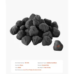 VEVOR Lava Rocks, 1.2-2.0 inch 25 Pcs Fire Stones Lava Rocks For Fire Pit, Reusable Fire Pit Stones Indoor and Outdoor Use, Decorative Firepit Rocks for Propane/Gas Fireplace,Stove,Courtyard,Camping