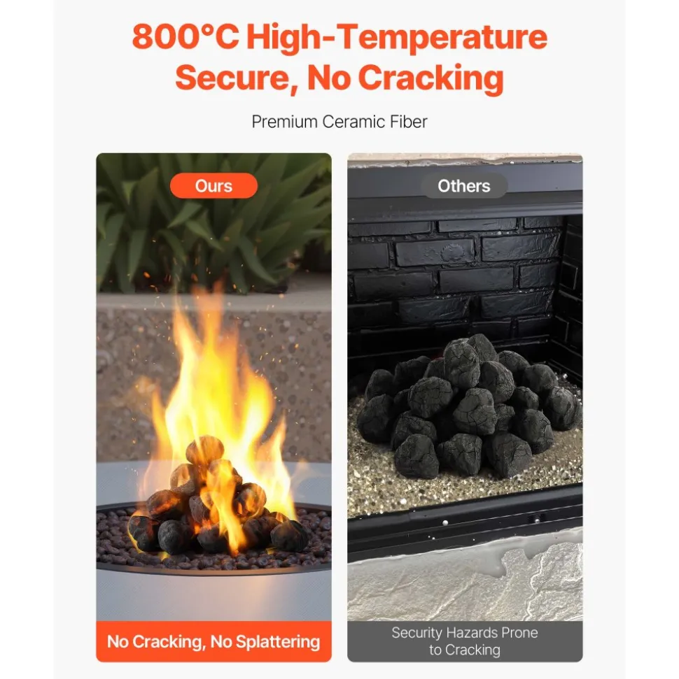 VEVOR Lava Rocks, 1.2-2.0 inch 25 Pcs Fire Stones Lava Rocks For Fire Pit, Reusable Fire Pit Stones Indoor and Outdoor Use, Decorative Firepit Rocks for Propane/Gas Fireplace,Stove,Courtyard,Camping
