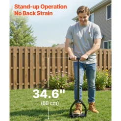 VEVOR Lawn Aerator, 9.2 in Manual Core Aerator Tool with 15 Iron Spikes, Long Handle & Wide Plate, Heavy Duty Grass Aeration Tool, Yard Aerators for Compacted Hardened Soil Lawn Aeration