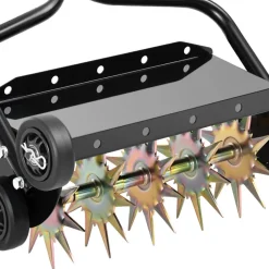 VEVOR Lawn Aerator, 18 in Manual Push Spike Aerator with 4 Wheels & Handle, Heavy Duty Grass Aerators, Supports 40 lbs Added Weight, Rolling Lawn Aeration Tool for Garden Yard Aeration Soil Health