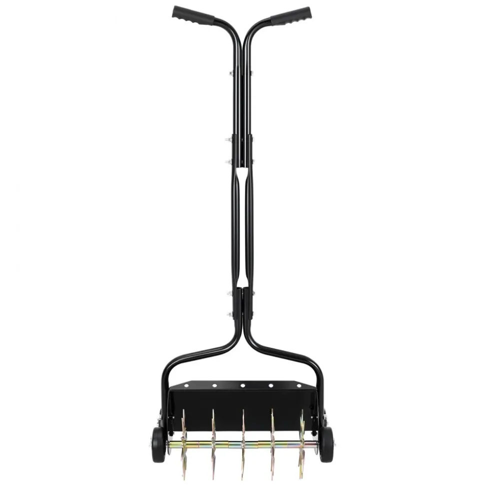 VEVOR Lawn Aerator, 18 in Manual Push Spike Aerator with 4 Wheels & Handle, Heavy Duty Grass Aerators, Supports 40 lbs Added Weight, Rolling Lawn Aeration Tool for Garden Yard Aeration Soil Health