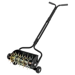 VEVOR Lawn Aerator, 18 in Manual Push Spike Aerator with 4 Wheels & Handle, Heavy Duty Grass Aerators, Supports 40 lbs Added Weight, Rolling Lawn Aeration Tool for Garden Yard Aeration Soil Health