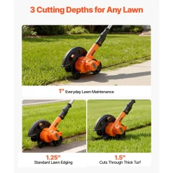 VEVOR Lawn Edger, 8.8-inch Blade Length, Battery Powered Cordless Edger Lawn Tool, with 3-Position Blade Depth, 4000 mAh Battery and Charger Included, for Lawns, Driveways, Yards, and Sidewalk Edges