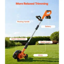 VEVOR Lawn Edger, 8.8-inch Blade Length, Battery Powered Cordless Edger Lawn Tool, with 3-Position Blade Depth, 4000 mAh Battery and Charger Included, for Lawns, Driveways, Yards, and Sidewalk Edges