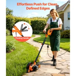 VEVOR Lawn Edger, 8-inch Blade Length, 12 Amp Electric Edger Lawn Tool, 4000 RPM, with 3-Position Blade Depth, 65 Mn, Pivoting Handle, Dual Wheels, for Lawns, Driveways, Yards, and Sidewalk Edges