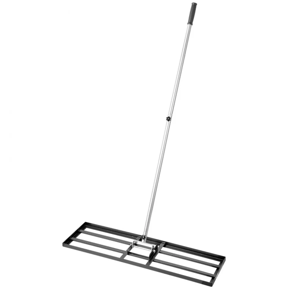 VEVOR Lawn Leveling Rake, Lawn Leveler with 83.9 in Handle, 36x10 in Ground Plate, Rust-Resistant Carbon Steel Soil Leveler, 3 Heights Adjustable, Effort Saving Lawn Leveling Tool for Yard Golf Court