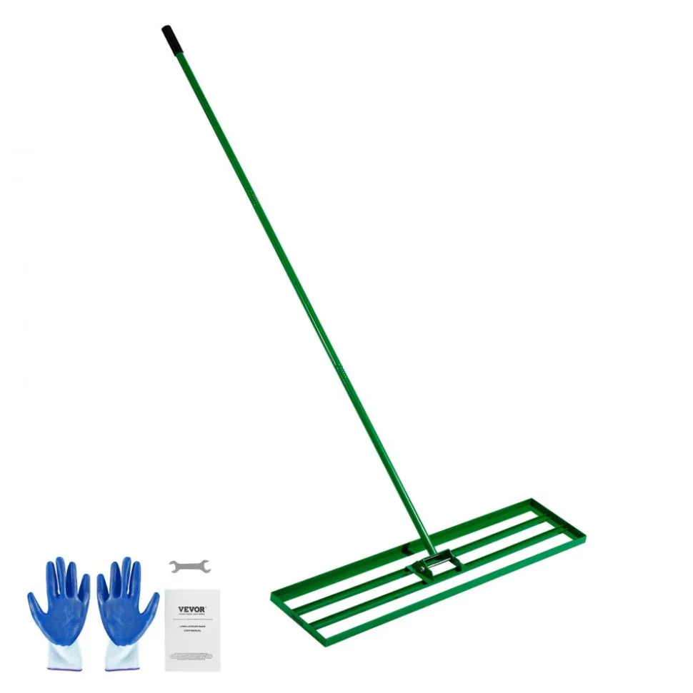 VEVOR Lawn Leveling Rake, 48"x10" Level Lawn Tool, Heavy-duty Lawn Leveler with 78" Steel Extended Handle, Yard Leveling Rake Suit for Garden, Golf Lawn, Farm