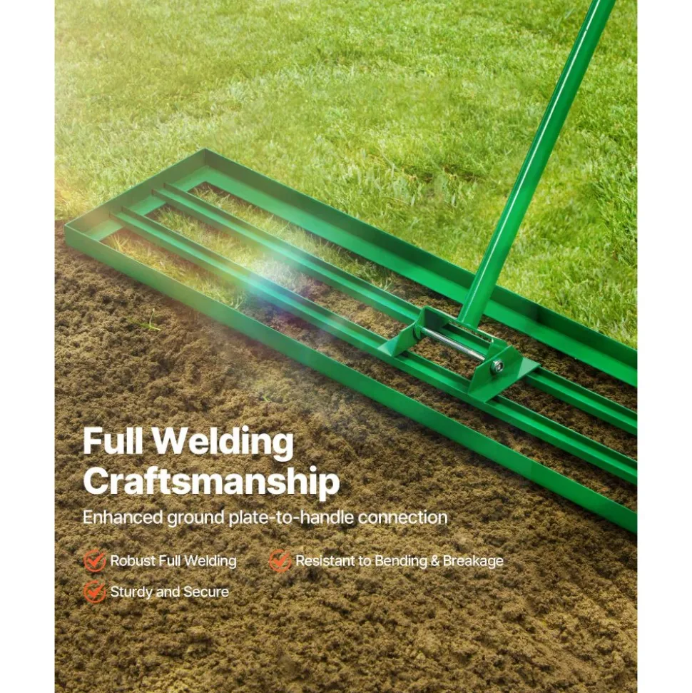 VEVOR Lawn Leveling Rake, 48"x10" Level Lawn Tool, Heavy-duty Lawn Leveler with 78" Steel Extended Handle, Yard Leveling Rake Suit for Garden, Golf Lawn, Farm