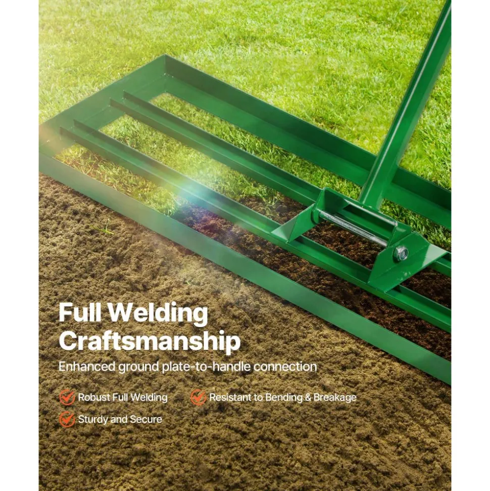 VEVOR Lawn Leveling Rake, 36"x10" Level Lawn Tool, Heavy-duty Lawn Leveler with 78" Steel Extended Handle, Yard Leveling Rake Suit for Garden, Golf Lawn, Farm