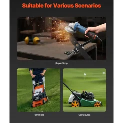 VEVOR Lawn Mower Blade Sharpener, 15° - 45° Adjustable Lawnmower Blade Sharpening Tool with 4 Adapter Pins, Ball Bearing Design & 25mm Enlarged Handle, Compatible with Most Angle Grinders