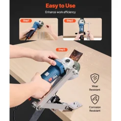 VEVOR Lawn Mower Blade Sharpener and Balancer, 15° - 45° Adjustable Lawnmower Blade Sharpening Tool with 4 Adapter Pins, Ball Bearings & 25mm Enlarged Handle, Compatible with Most Angle Grinders