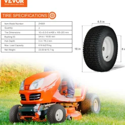 VEVOR Lawn Mower Tires with Rim, 16x6.5-8