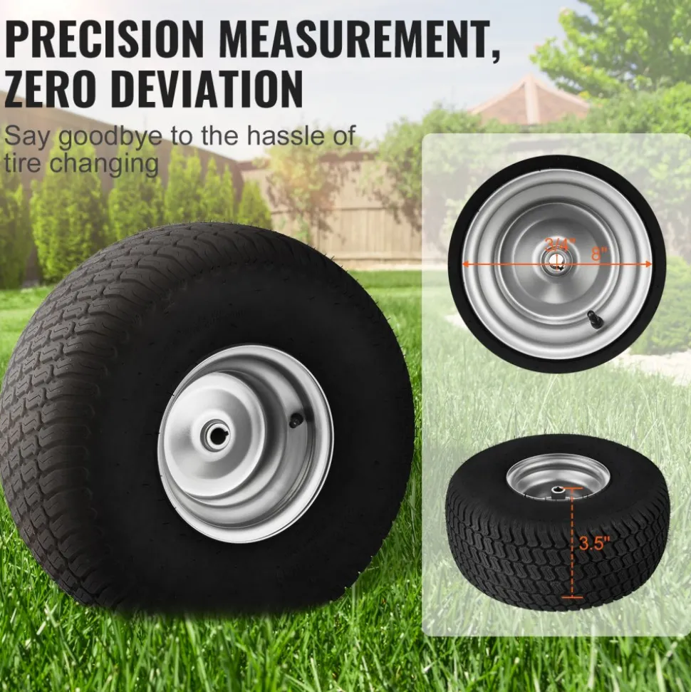 VEVOR Lawn Mower Tires with Rim, 20x8-8" Tubeless Tractor Tires, 2-Pack Tire and Wheel Assembly, S-Turf Pneumatic Tires with 3.5" Offset Hub and 3/4" Bushing Size, for Riding Mowers Lawn Tractors