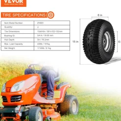 VEVOR Lawn Mower Tires, 15x6-6