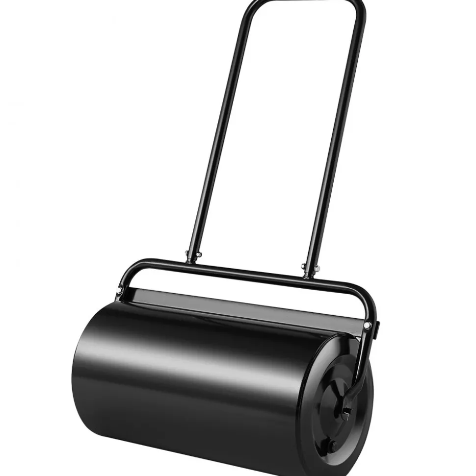 VEVOR Lawn Roller, 17 Gallon Sand/Water Filled Yard Roller, Steel Sod Roller with Easy-turn Plug and U-Shaped Ergonomic Handle for Convenient Push and Pull, for Lawn, Garden, Farm, Park, Black