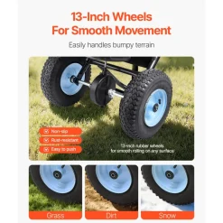 VEVOR Lawn Spreader, 100LBS Capacity, Walk-Behind Push Spreader, 0-9.8ft Spreading Width, 13 in All Terrain Pneumatic Tires, Fertilizer Spreaders with Hopper Grate, for Seed Salt Ice Melt