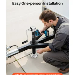 VEVOR 5000 lbs A-Frame Trailer Jack, 15-Inch Vertical Travel, Trailer Lift Jack with Adjustable 7-Level Drop Leg & Drill Socket, Cordless Drill Compatible, Suitable for RV, Utility, Yacht Trailers