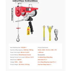 VEVOR 2200 lbs Attic Lift, 1600W 110V Electric Hoist with 14ft Wired Remote Control, 40ft Single Cable Lifting Height & High-quality Motor, for Garage Warehouse Factory