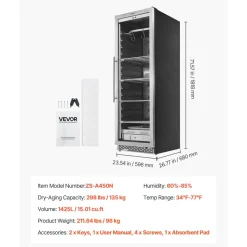 VEVOR 298 LBS Dry Aging Fridge for Steaks, Dry Ager Refrigerator for Meat with Precise Temperature & Humidity Control, Freestanding & Built-in Beef Aging Machine for Home Kitchen Restaurant Hotel