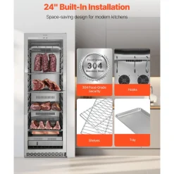 VEVOR 298 LBS Dry Aging Fridge for Steaks, Dry Ager Refrigerator for Meat with Precise Temperature & Humidity Control, Freestanding & Built-in Beef Aging Machine for Home Kitchen Restaurant Hotel