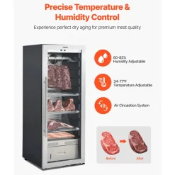 VEVOR 232 LBS Dry Aging Fridge for Steaks, Dry Ager Refrigerator for Meat with Precise Temperature & Humidity Control, Freestanding Beef Aging Machine Refrigerator, Himalayan Salt Not Included