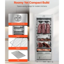 VEVOR 232 LBS Dry Aging Fridge for Steaks, Dry Ager Refrigerator for Meat with Precise Temperature & Humidity Control, Freestanding Beef Aging Machine Refrigerator, Himalayan Salt Not Included