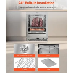 VEVOR 99 LBS Dry Aging Fridge for Steaks, Dry Ager Refrigerator for Meat with Precise Temperature & Humidity Control, Freestanding & Under Counter Beef Aging Machine for Home Kitchen Restaurant Hotel