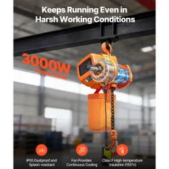 VEVOR 4400 lbs Electric Chain Hoist, 20 ft Lifting Height, Three-Phase Overhead Crane with 328 ft Wireless Remote Control, Single G100 Chain Electric Lift Hoist for Factories, Warehouses, Garages