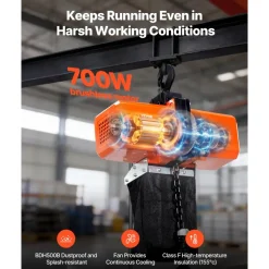 VEVOR 1100 lbs Electric Chain Hoist 15 FT Lifting Height, 120V Electric Hoist, Single Phase Overhead Crane with G100 Chain, 10 ft Wired Remote Control for Garage, Shop, Hotel, Home