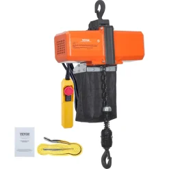 VEVOR 1100 lbs Electric Chain Hoist 15 FT Lifting Height, 120V Electric Hoist, Single Phase Overhead Crane with G100 Chain, 10 ft Wired Remote Control for Garage, Shop, Hotel, Home