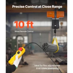 VEVOR 1100 lbs Electric Chain Hoist 15 FT Lifting Height, 120V Electric Hoist, Single Phase Overhead Crane with G100 Chain, 10 ft Wired Remote Control for Garage, Shop, Hotel, Home