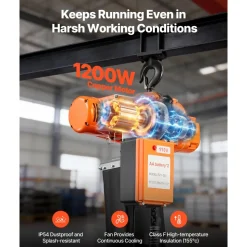 VEVOR 1100 lbs Electric Chain Hoist, 20 ft Lifting Height, 120V Single Phase Overhead Crane with 328 ft Wireless & 15 ft Wired Remote Control, Power Electric Hoist for Factories, Warehouses, Garages