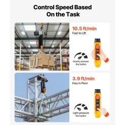 VEVOR 11000 lbs Electric Chain Hoist 30 ft Lift Three-Phase Overhead Crane, Double G100 Chain with 328 ft Wireless & 27 ft Wired Remote Control, 208-240V/440-480V, for Factories, Warehouses, Garages