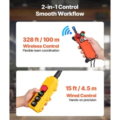 VEVOR 1100 lbs Electric Chain Hoist, 20 ft Lifting Height, Three-Phase Overhead Crane with 328 ft Wireless & 15 ft Wired Remote Control, Single G80 Chain Hoist for Factories, Warehouses, Garages