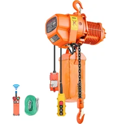 VEVOR 1100 lbs Electric Chain Hoist, 20 ft Lifting Height, Three-Phase Overhead Crane with 328 ft Wireless & 15 ft Wired Remote Control, Single G80 Chain Hoist for Factories, Warehouses, Garages