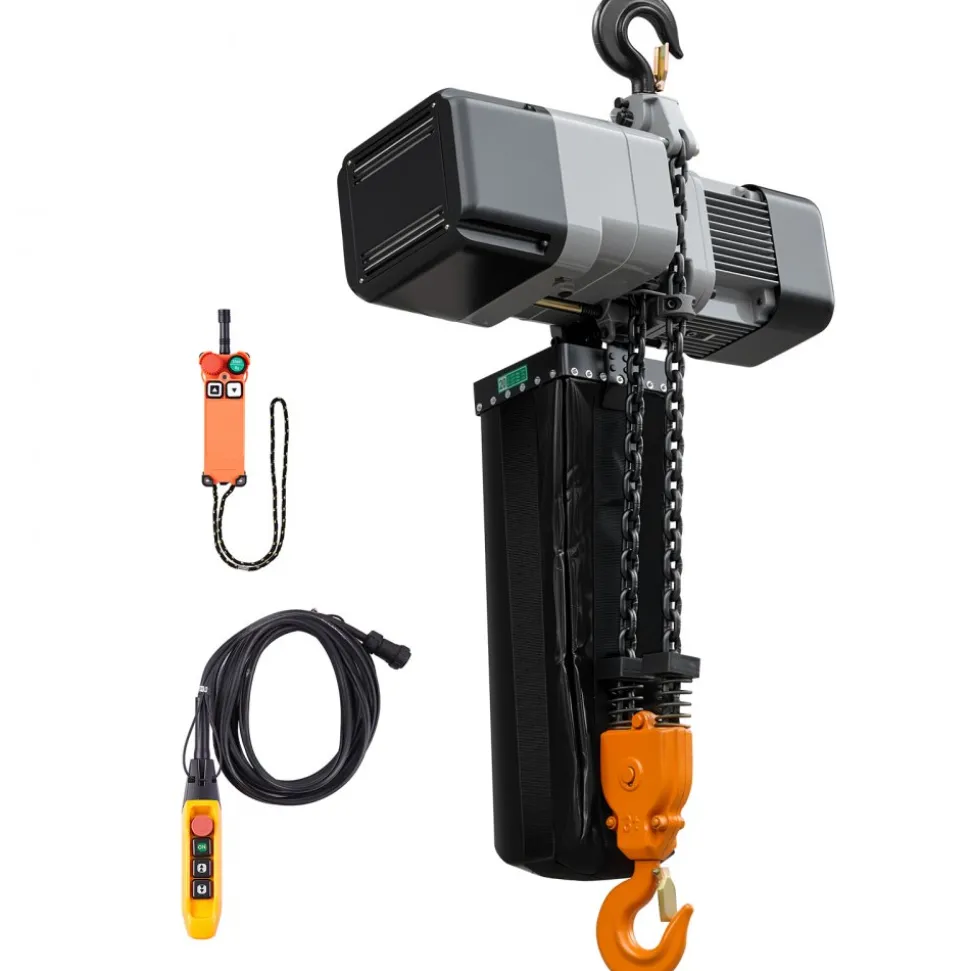 VEVOR 6000 lbs Electric Chain Hoist 30 ft Lift Three-Phase Overhead Crane, Double G100 Chain with 328 ft Wireless & 27 ft Wired Remote Control, 208-240V/440-480V, for Factories, Warehouses, Garages